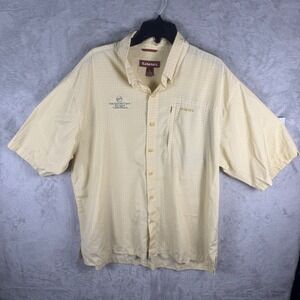 Simms Mens XL Yellow Plaid Short Sleeve Fishing Shirt Nature Coast Fly Shop FL